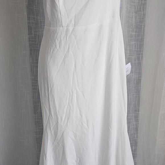 Lulus Make an Entrance One-Shoulder Mermaid Maxi Dress White Size L NWT - Picture 1 of 3